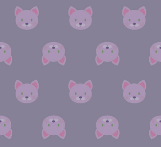 无缝模式卡通白色粉红色小猫粉红色背景织物, 墙纸或礼品包装纸