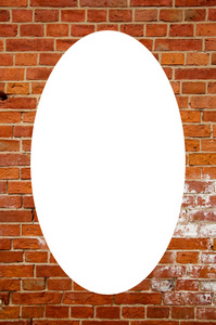 红砖墙壁和白色椭圆形的中心图片