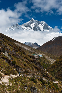 喜马拉雅山景观 洛子峰和洛子峰沙峰