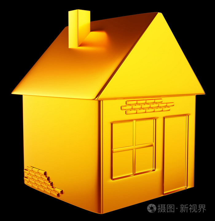 宝贵的住宿金色的房子形状