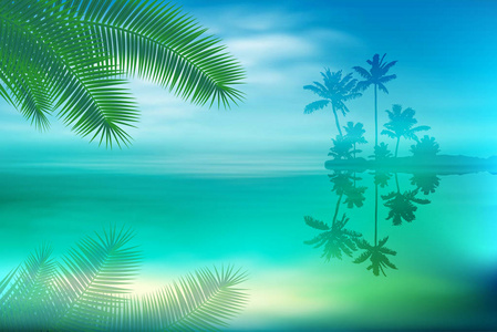 海与岛和棕榈树