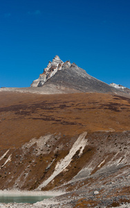 山山顶和岩石在喜马拉雅山