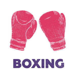 复古会徽与拳击手套 t 恤, 海报, 贺卡等插图标签设计拳击和健身海报