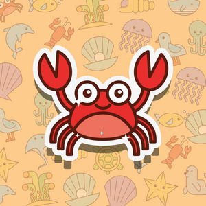 蟹甲壳动物海洋生物卡通