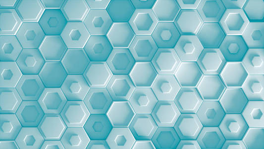 大量不同高度六边形的抽象结构.创意蜂窝表面.顶部视图.