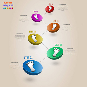 抽象商业图表以彩色数字和步骤的形式。Eps10