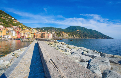 Camogli, 热那亚, 意大利, 地中海沿岸, 德国的全景城市