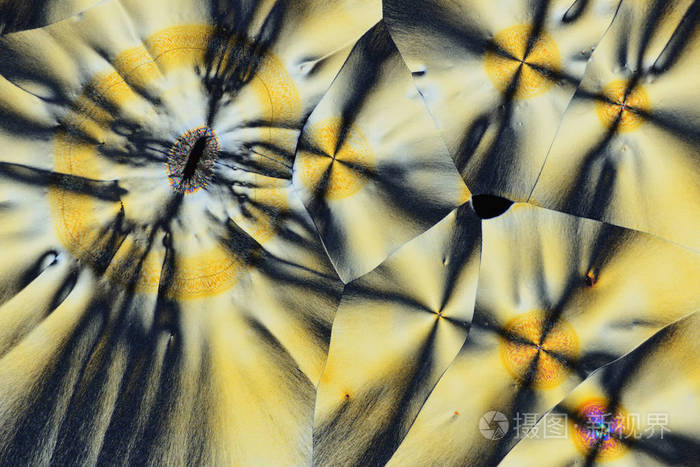 多彩的微晶体中偏振光