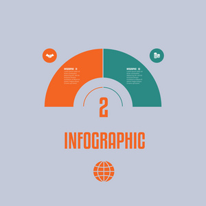 图表模板从五颜六色的零件半圆与文本区域在二个位置