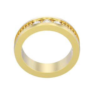 3d 例证隔绝金子订婚结婚周年纪念带钻石戒指在白色背景上