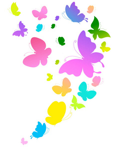 一组明亮美丽的蝴蝶孤立在白色背景, 矢量, 插图