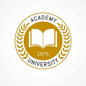 大学或大学是金花圈会徽模板设计.矢量插图照片