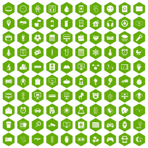 100应用程序图标六角绿色