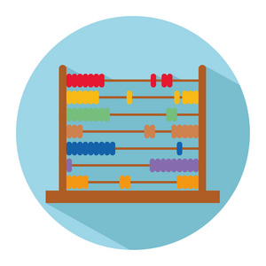 在扁平的算盘的图标。矢量插图。学校与数学概念