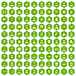 100头像图标六角绿色