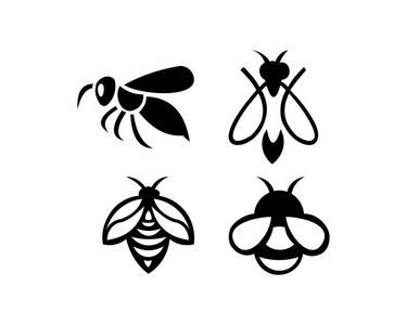 蜜蜂徽标蜜蜂动物剪影设置徽标照片