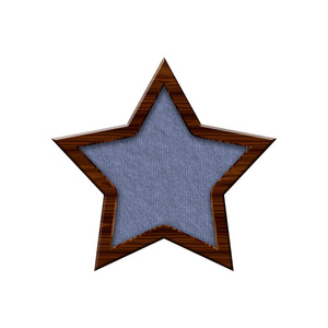 布徽章与木边界以星的形式。在白色背景上被隔离