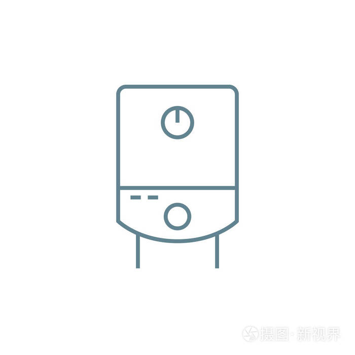 热水器线性图标概念.热水器线矢量符号, 符号, 插图