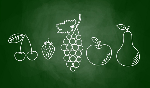 黑板上画的水果照片