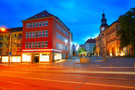 Nordhausen 在晚上在德国的图林根州