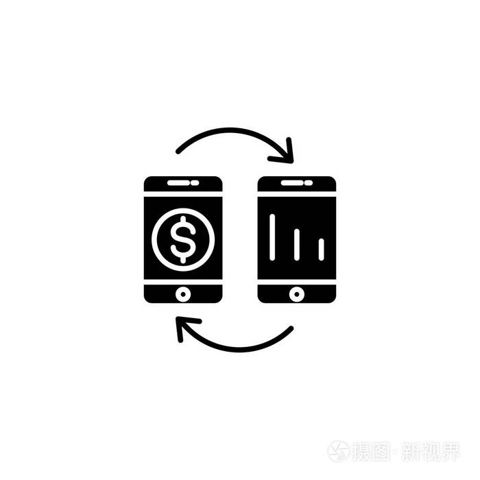 再投资收益黑图标概念再投资收益平面向量符号符号插图