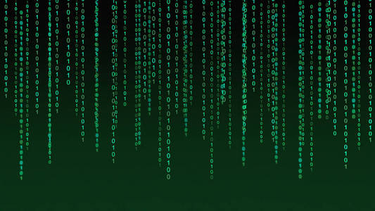 01或二进制数据在计算机屏幕被隔绝在绿色背景, 3d 例证