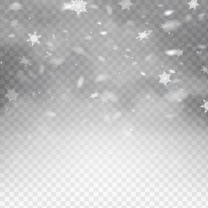 股票矢量插图飘落的雪花。雪花，降雪。透明背景。秋天的雪。Eps 10