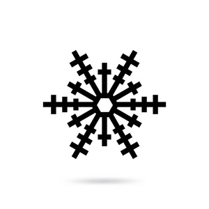 在白色背景上隔离的雪花图标。雪片元素用于冬季设计和装饰。冰箱矢量符号或徽标