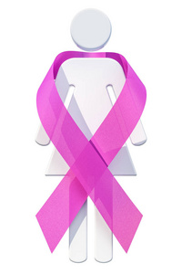 妇女的健康观念。粉红色带状乳癌意识, 3d 渲染在白色背景下隔离