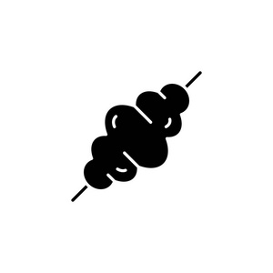 香肠黑色图标概念。香肠扁向量符号, 符号, 插图
