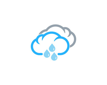 多云雨天气季节图标标志设计元素
