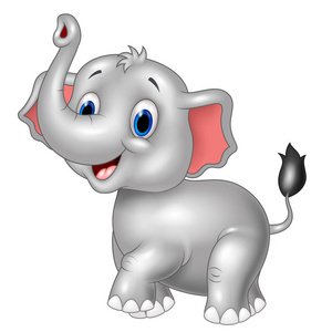 小象坐飞毯与树干,从侧面看卡通小象照片