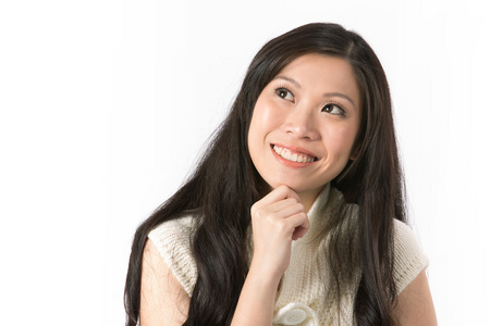 向上看的人快乐的亚洲业务女人向上看照片