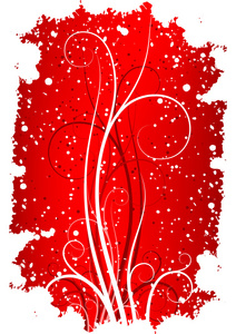 抽象冬季 grunge 背景与片和红色的卷轴