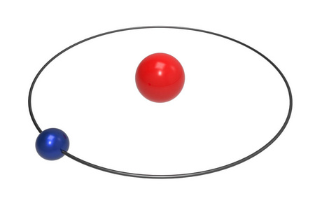 氢原子质子和电子的玻尔模型。科学与化学概念3d 插图
