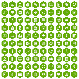 100数据交换图标六角绿色