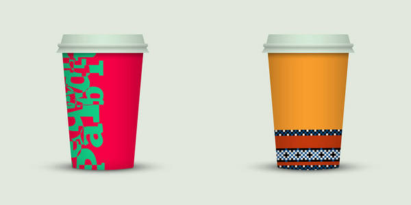 两个咖啡杯矢量插图
