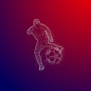 红色和蓝色背景下的足球彩色徽标设计