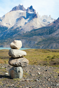 在托雷斯的石堆的智利雷德裴恩国家公园