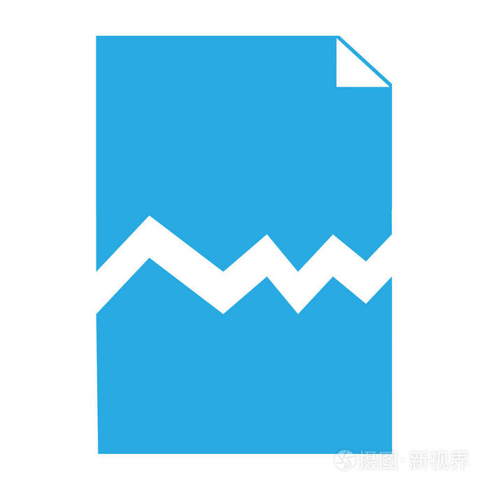 平坦的风格.蓝色损坏的文件符号
