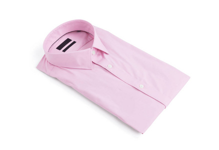 粉红色男士衬衫白色背景新的和折叠
