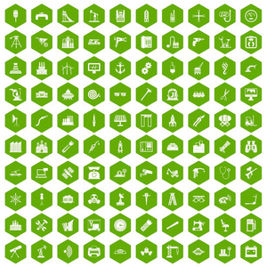 100设备图标六角绿色