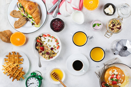 牛角兰食物和饮料, 健康的早晨饮食概念.