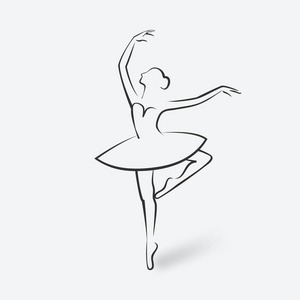 素描芭蕾姿势。舞蹈工作室符号