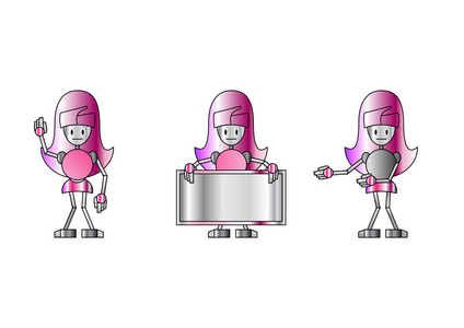 时髦的粉红机器人女孩