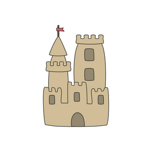 海边的城堡画卡通沙堡在白色背景下被隔离.矢量伊路斯特拉照片