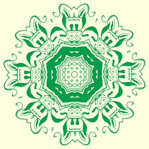 绿色, 八角, 对称, 几何图案元素。用于设计和 creativit