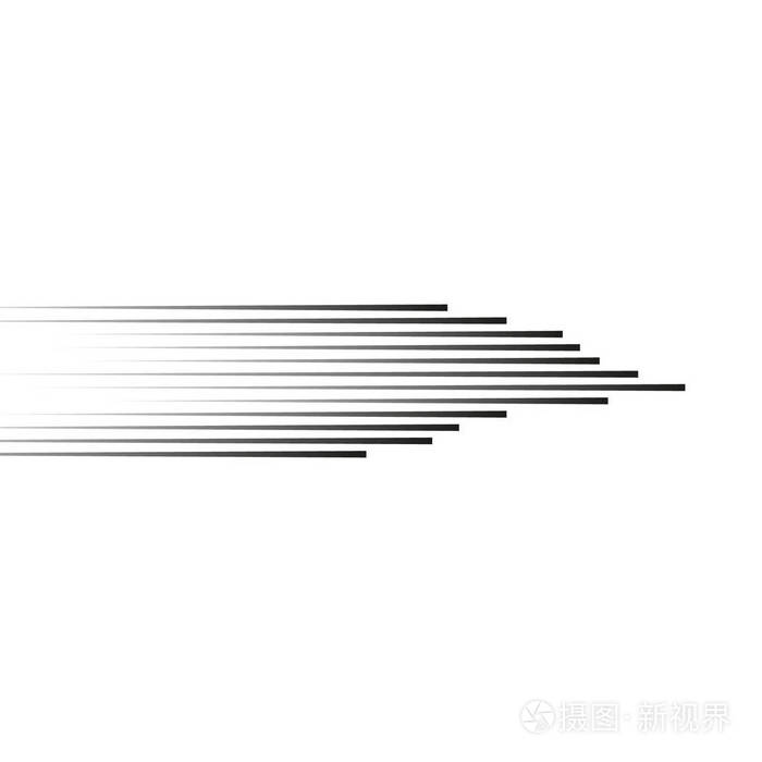 设置独立的速度线集设计的运动效果白色背景上的黑色线条向量