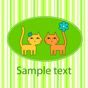 两个可爱小猫咪美丽明信片图片