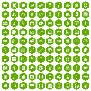 100休闲图标六角绿色